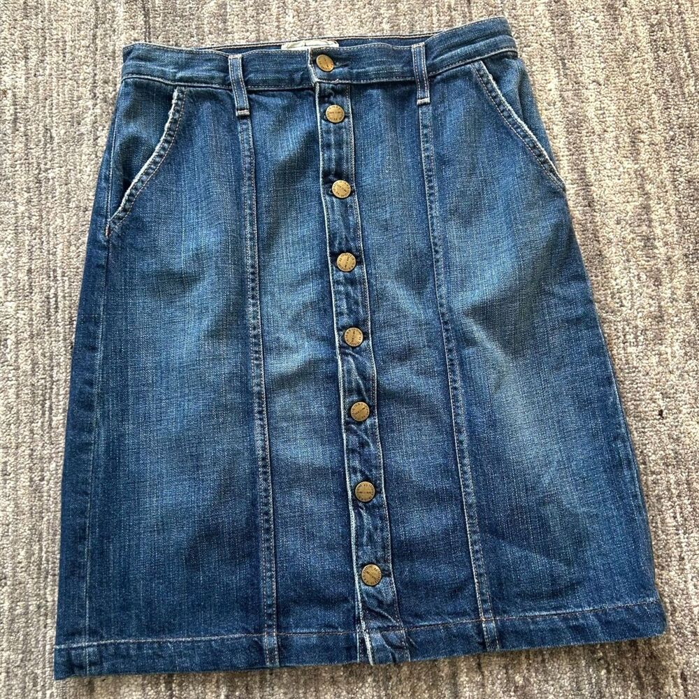 Current/Elliott Short Sally Skirt Denim Button Front Size 28 (6)